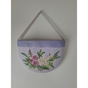 Nantucket Ceramic Pottery Wall Pocket Hanging Planter Floral